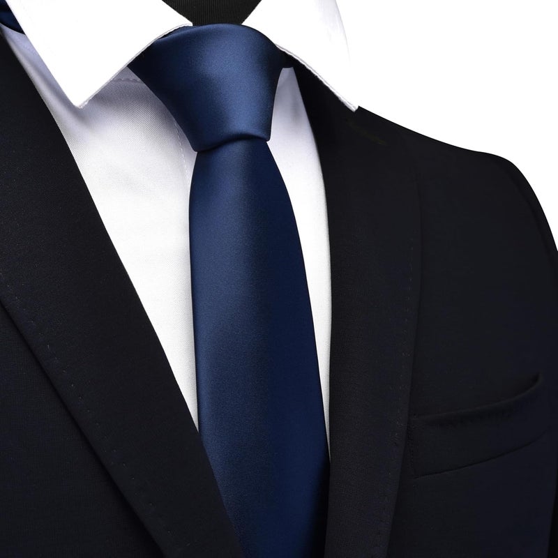Branduce 2.4"（6cm） Mens Solid Skinny Satin Tie Pure Color Slim Necktie for Business and Wedding - Image 2
